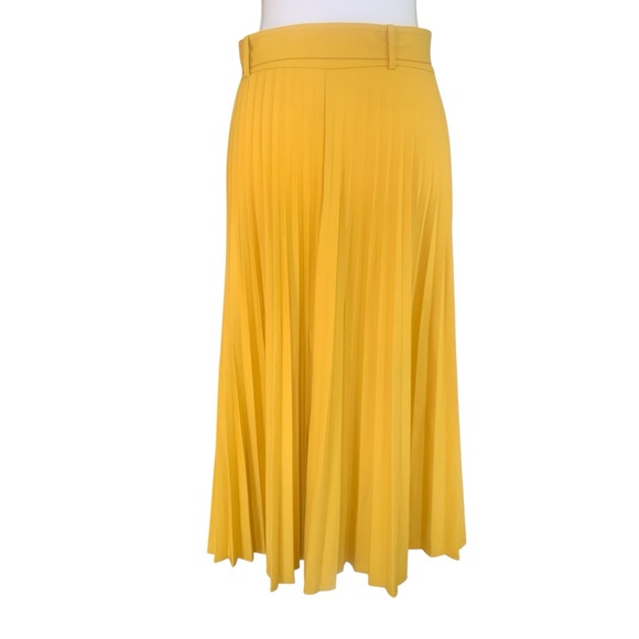 Ann Taylor Belted Pleated Midi Skirt Yellow Size 8 NWOT Spring Easter Workwear - Picture 4 of 7